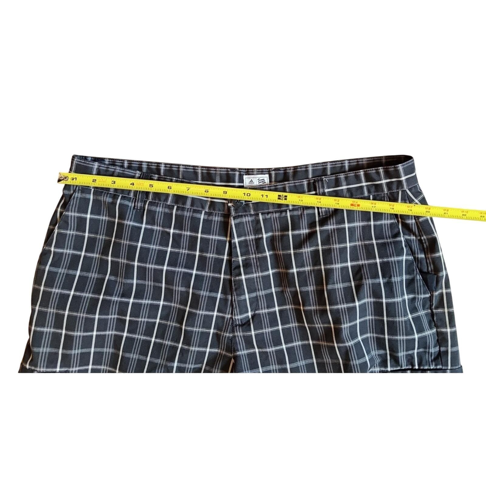Adidas Mens Golf Shorts Size 38 Black White Plaid Casual Performance 88387 - Thumbnail 6