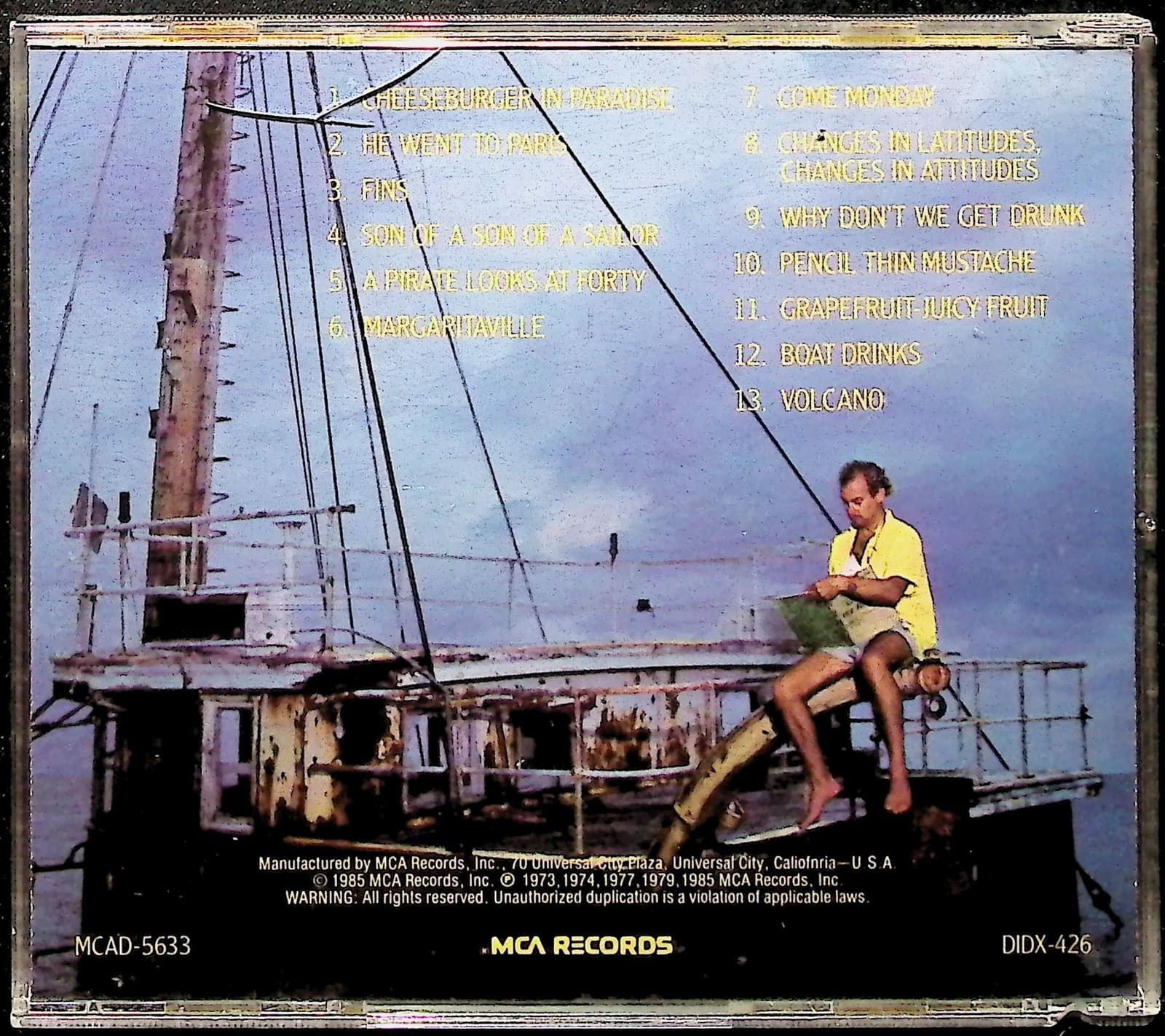 Vintage Jimmy Buffett CD Songs You Know By Heart Best Of Rock MCA 1985 Yellow - Thumbnail 4