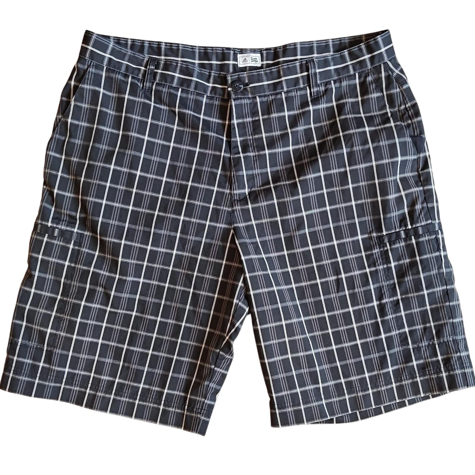 Adidas Mens Golf Shorts Size 38 Black White Plaid Casual Performance 88387 - Thumbnail 2