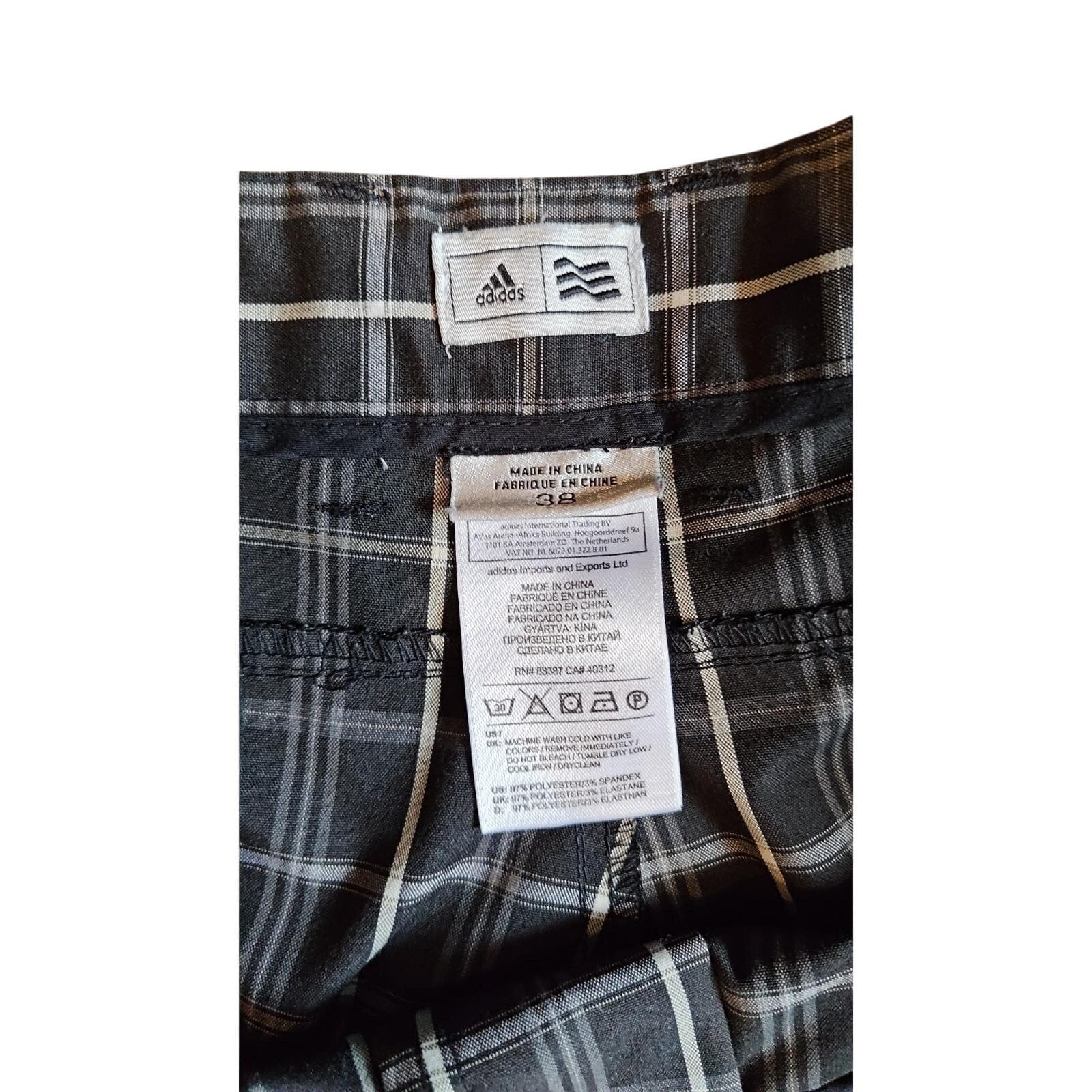 Adidas Mens Golf Shorts Size 38 Black White Plaid Casual Performance 88387 - Thumbnail 3