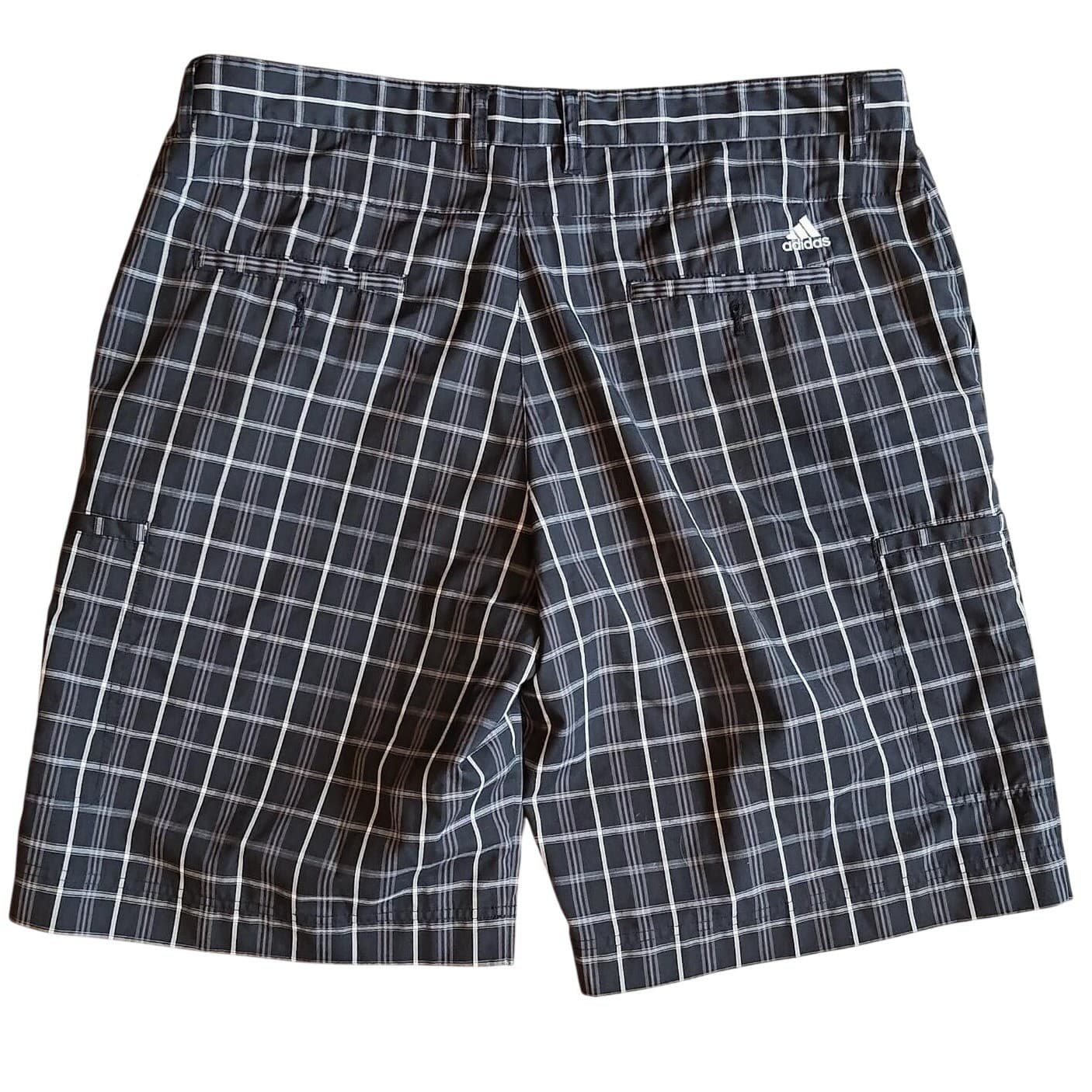 Adidas Mens Golf Shorts Size 38 Black White Plaid Casual Performance 88387 - Thumbnail 4