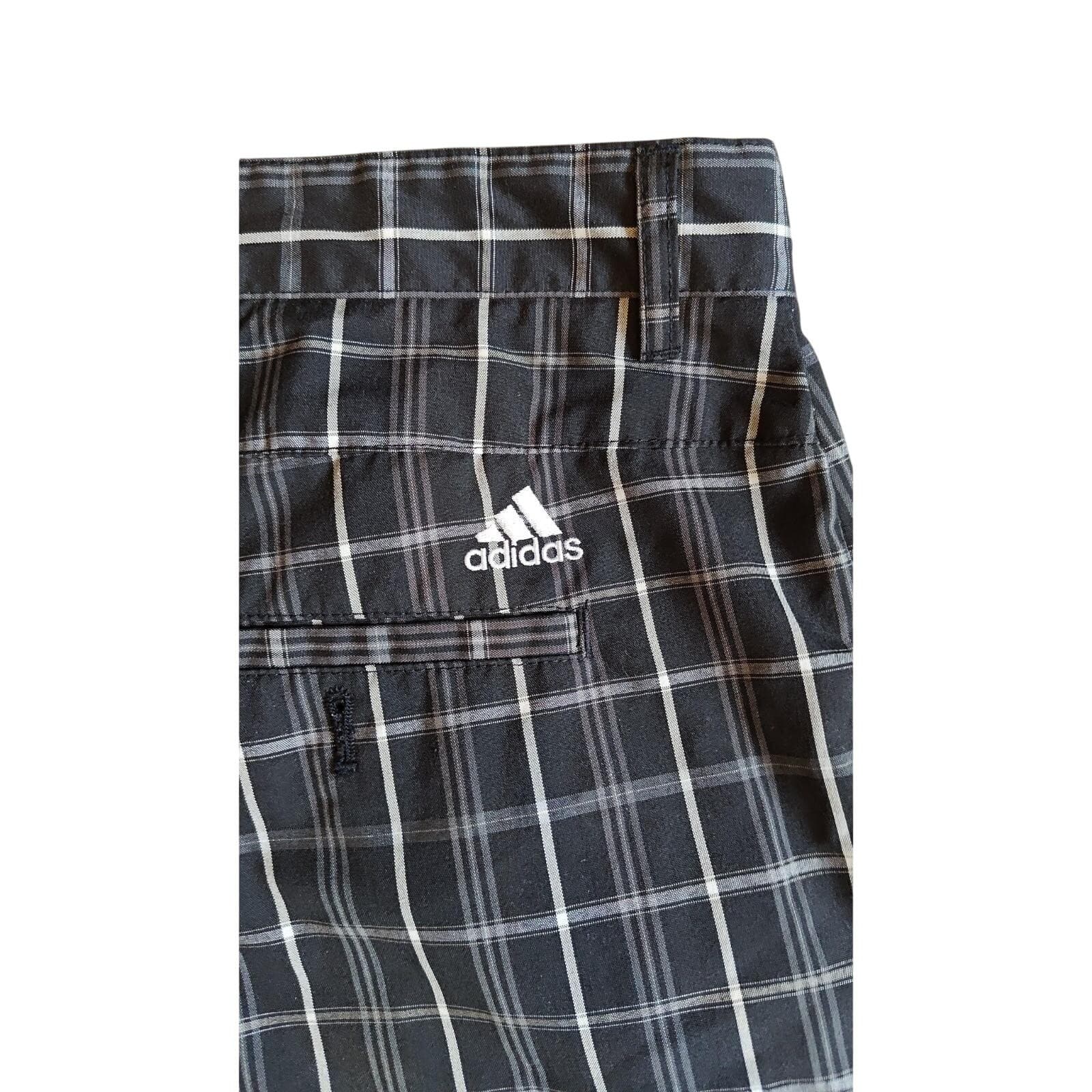 Adidas Mens Golf Shorts Size 38 Black White Plaid Casual Performance 88387 - Thumbnail 5