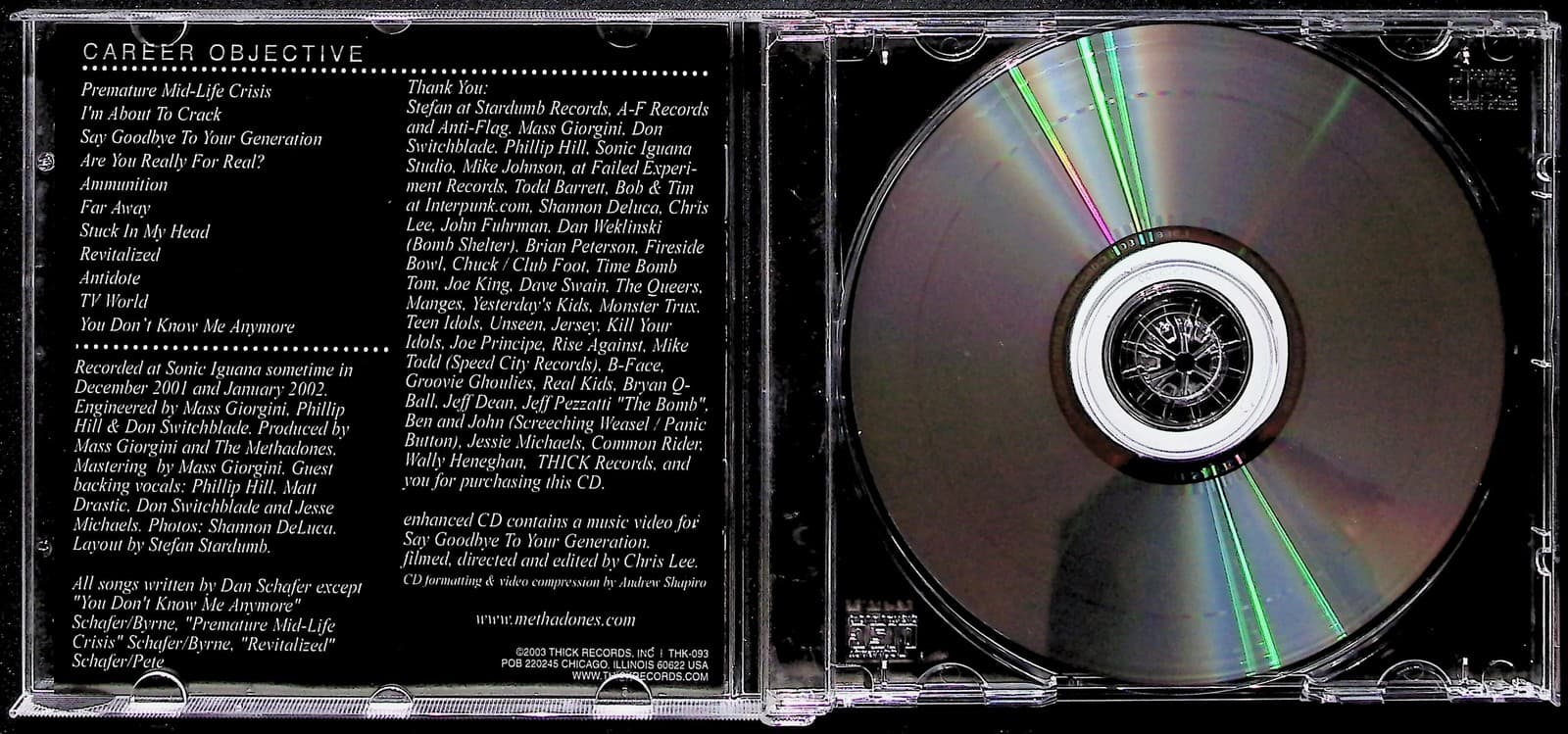 The Methadones CD Career Objective 2003 Punk Rock Pop Punk Album Sick Records - Thumbnail 2