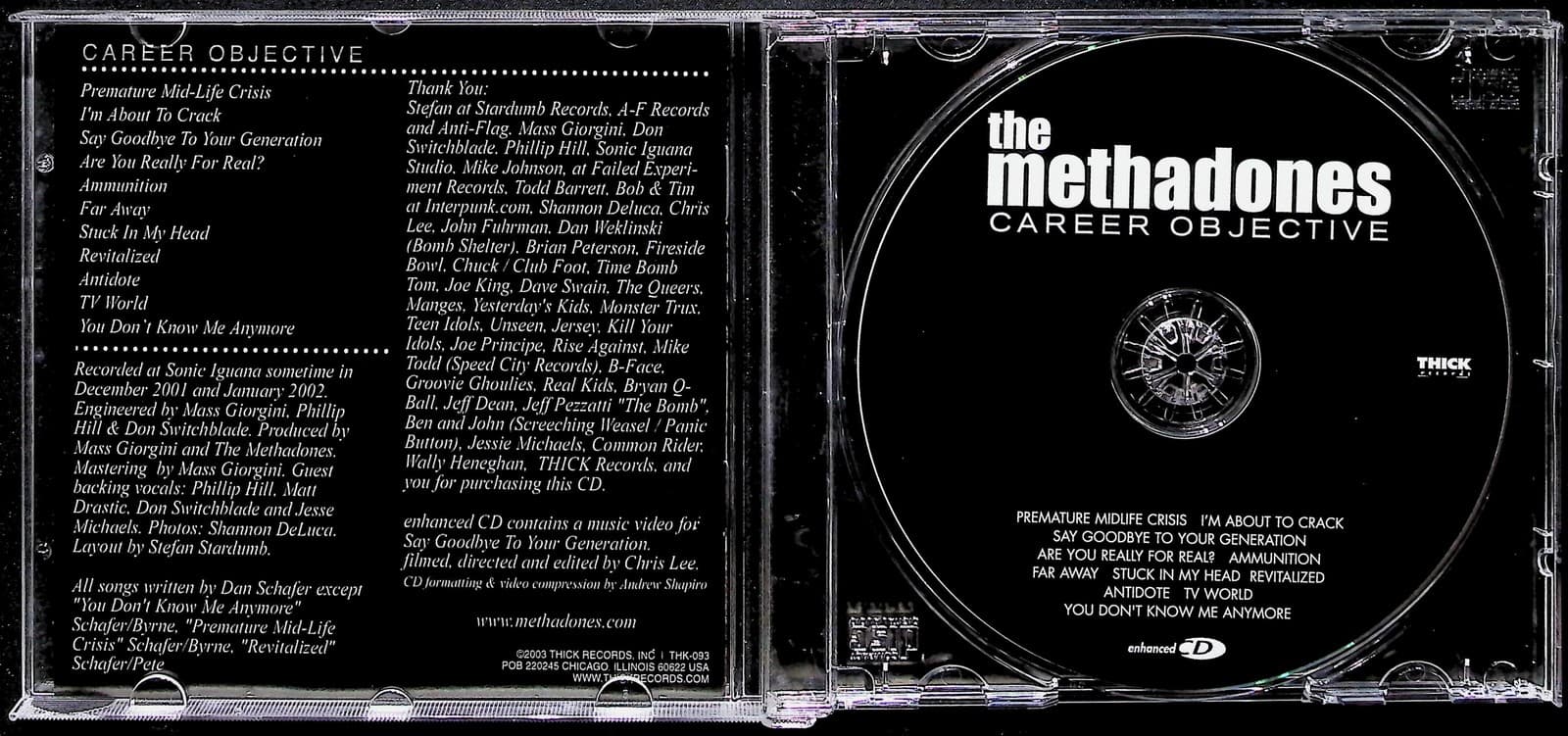 The Methadones CD Career Objective 2003 Punk Rock Pop Punk Album Sick Records - Thumbnail 3