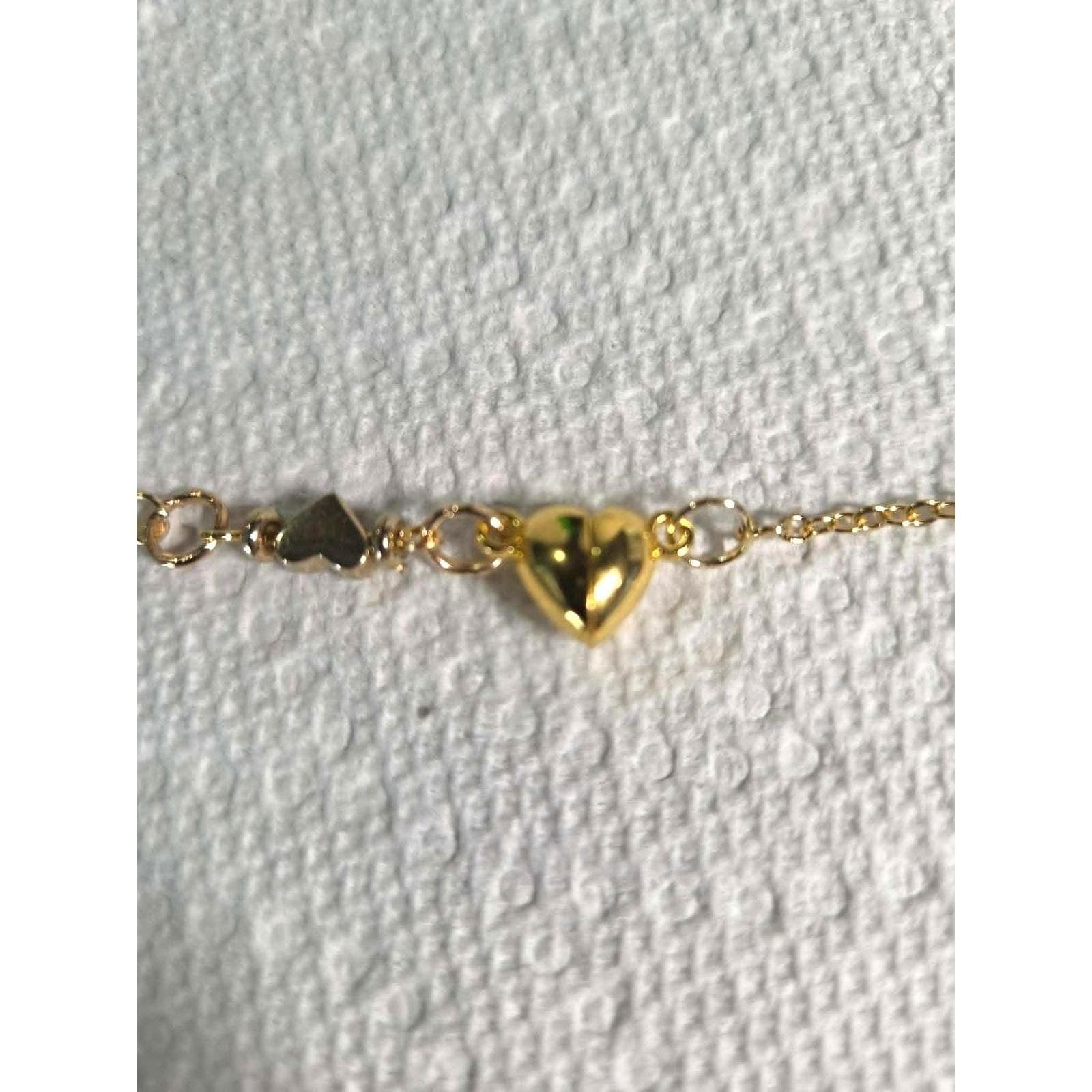 Handmade Necklace Gold Toned Stainless Steel Pink Floral Heart Y-Shape 21" - Thumbnail 10