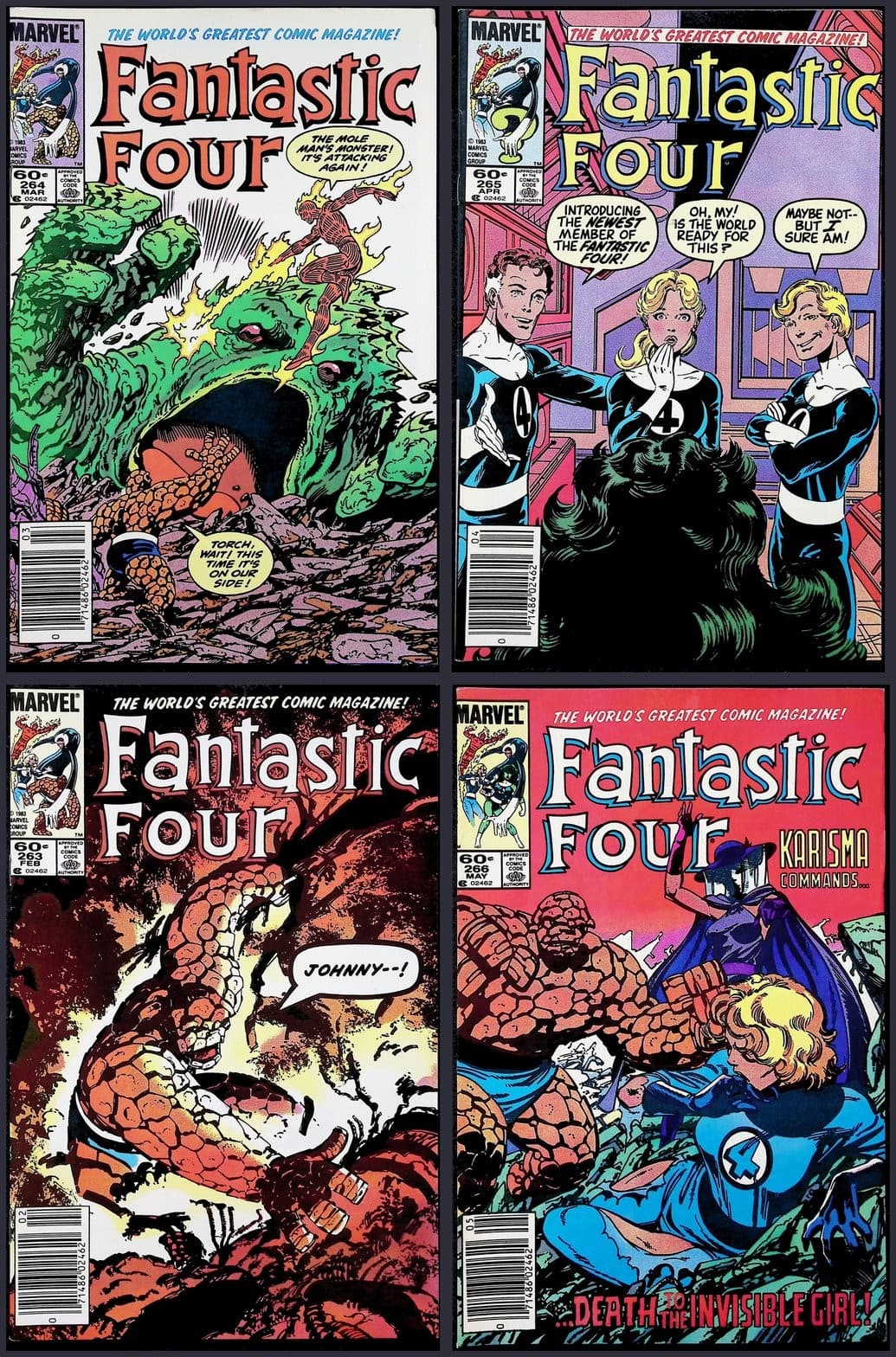 Fantastic Four 4X Comic Lot #263 264 265 266 Newsstand Marvel
