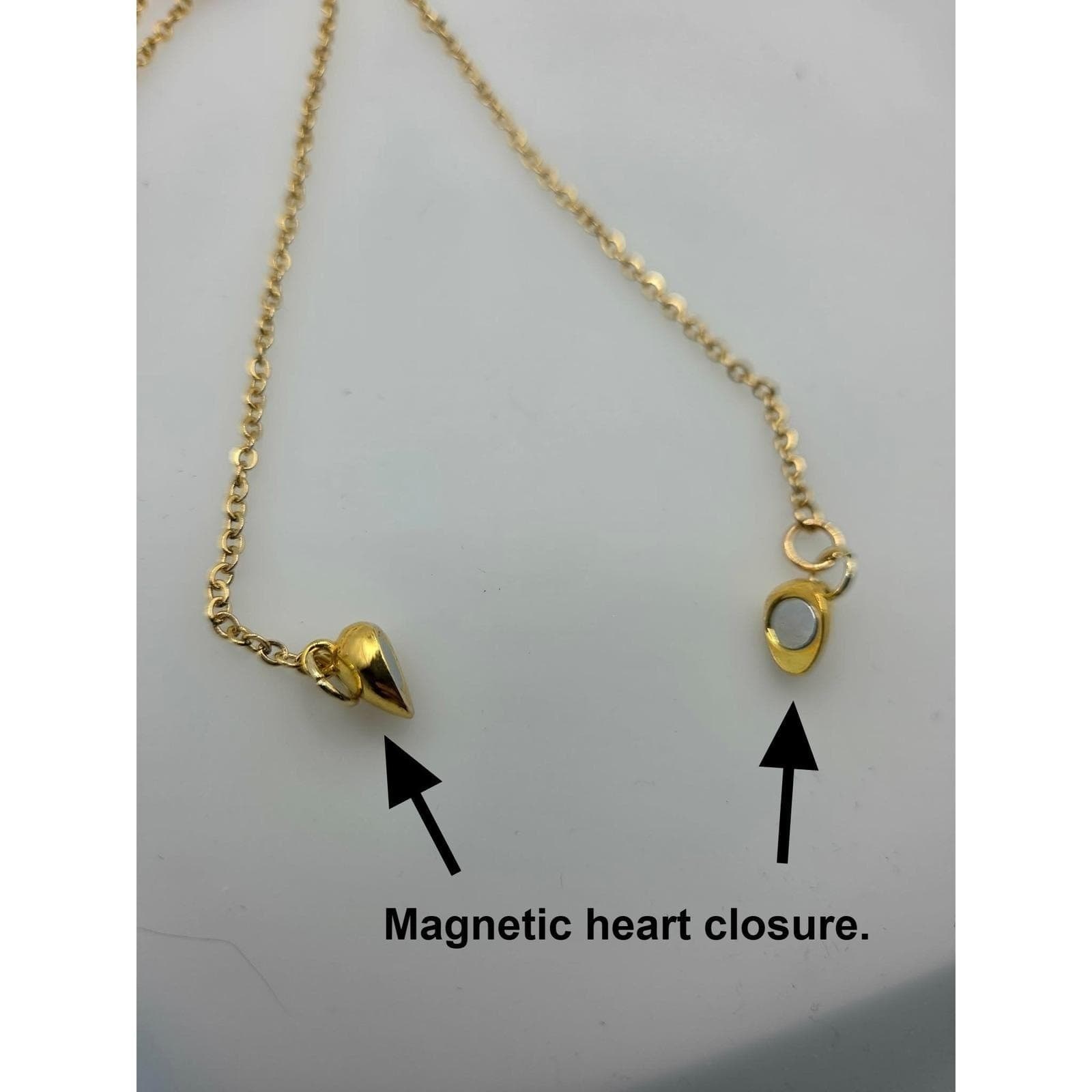 Handmade Y-Necklace Faux Pearl Pink Rose Magnetic Heart Closure Gold Tone - Thumbnail 8