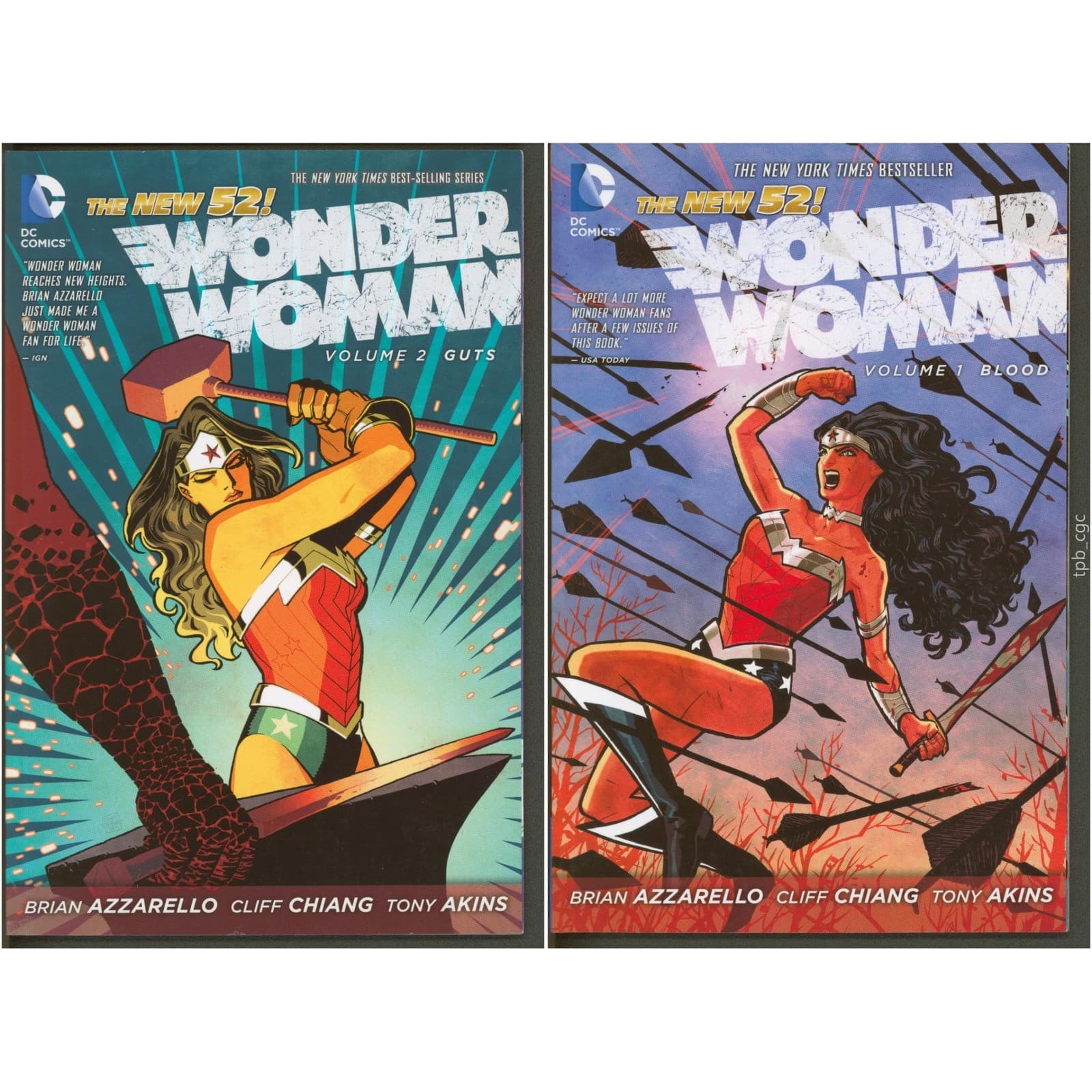 Wonder Woman #1-12 New 52 TPB Set Vol 1 Blood Vol 2 Guts Azzarello Cliff Chiang