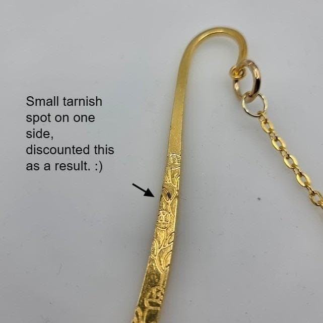 Handmade Bookmark Gold Rose Engraved Snake Lunar Moon Star Charm 6.5" - Thumbnail 7
