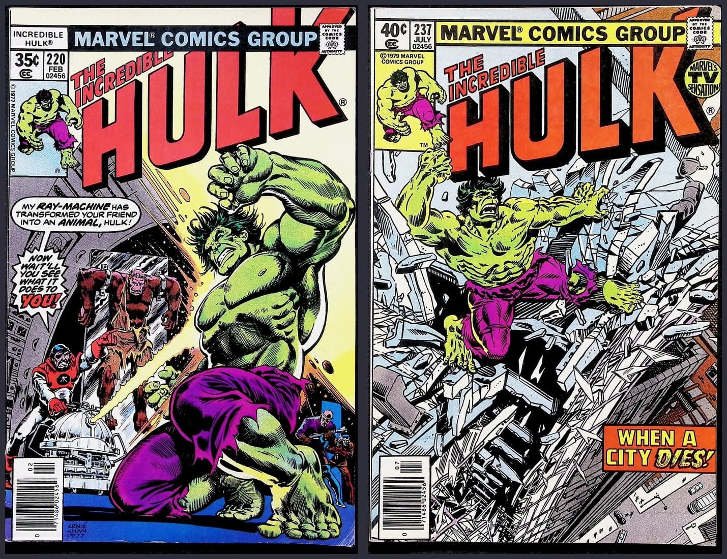 Incredible Hulk 2X Comic Lot #220 237 Newsstand Bronze Age Marvel
