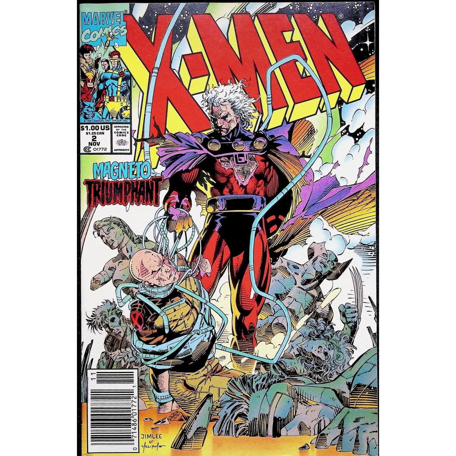 X-Men #2 #4 Marvel 1991 1992 Jim Lee 1st Omega Red Newsstand Magneto VF+ Lot - Thumbnail 2