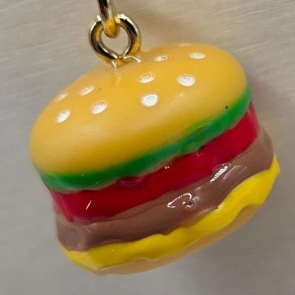 Handmade Necklace Gold Toned Stainless Steel Burger Pendant 24" Chain - Thumbnail 8