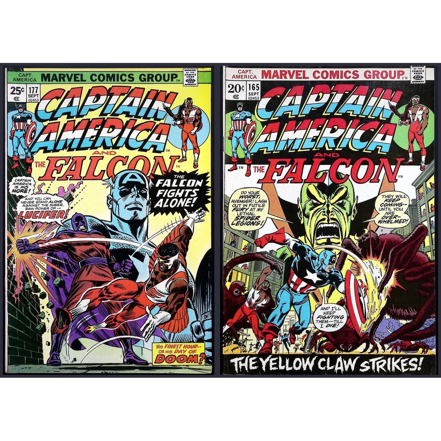 Captain America #165 177 Marvel 1974 Yellow Claw Lucifer Appearance VF