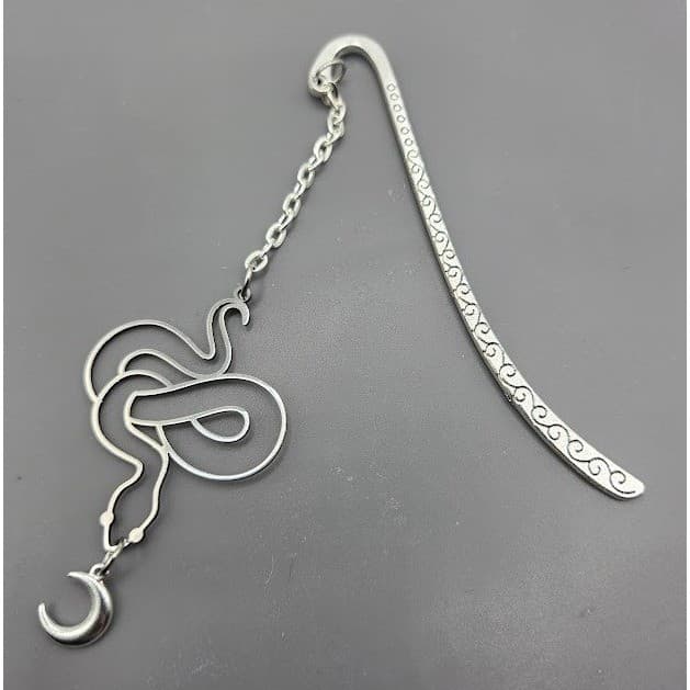 Handmade Bookmark Silver Snake Moon Dangle Chain Stainless Steel Findings