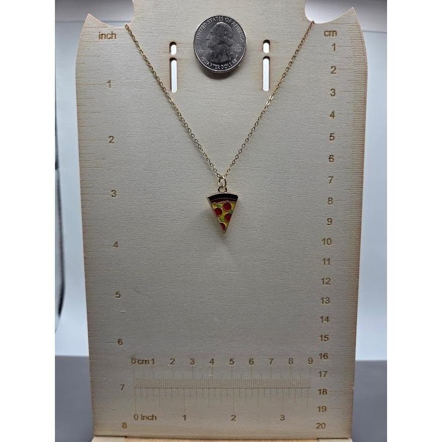 Handmade Necklace Gold Toned Stainless Steel Pizza Slice Pendant 19" - Thumbnail 3