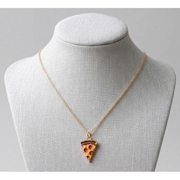 Handmade Necklace Gold Toned Stainless Steel Pizza Slice Pendant 19" - Thumbnail 5