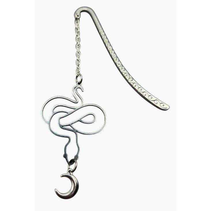 Handmade Bookmark Silver Snake Moon Dangle Chain Stainless Steel Findings - Thumbnail 2
