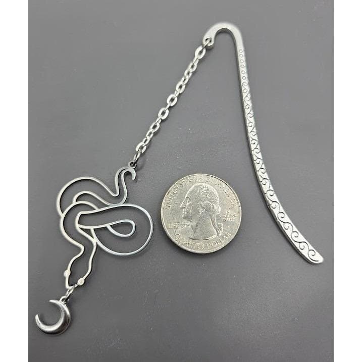 Handmade Bookmark Silver Snake Moon Dangle Chain Stainless Steel Findings - Thumbnail 4