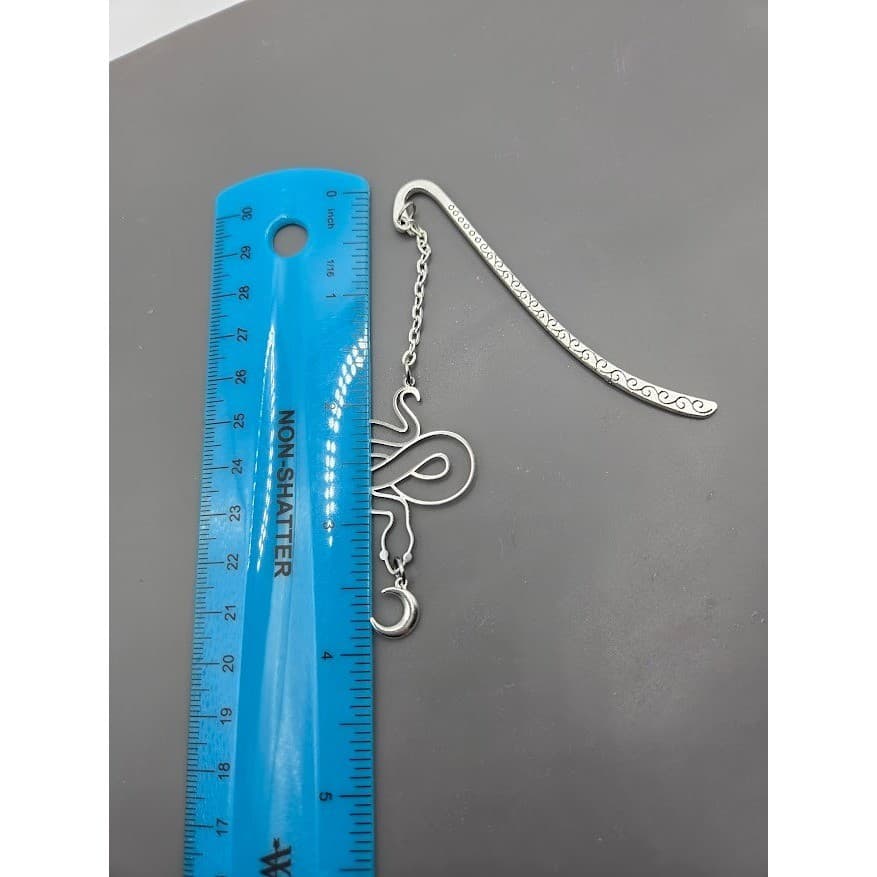 Handmade Bookmark Silver Snake Moon Dangle Chain Stainless Steel Findings - Thumbnail 5