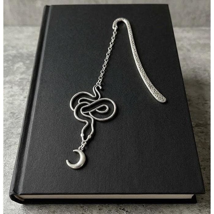 Handmade Bookmark Silver Snake Moon Dangle Chain Stainless Steel Findings - Thumbnail 3