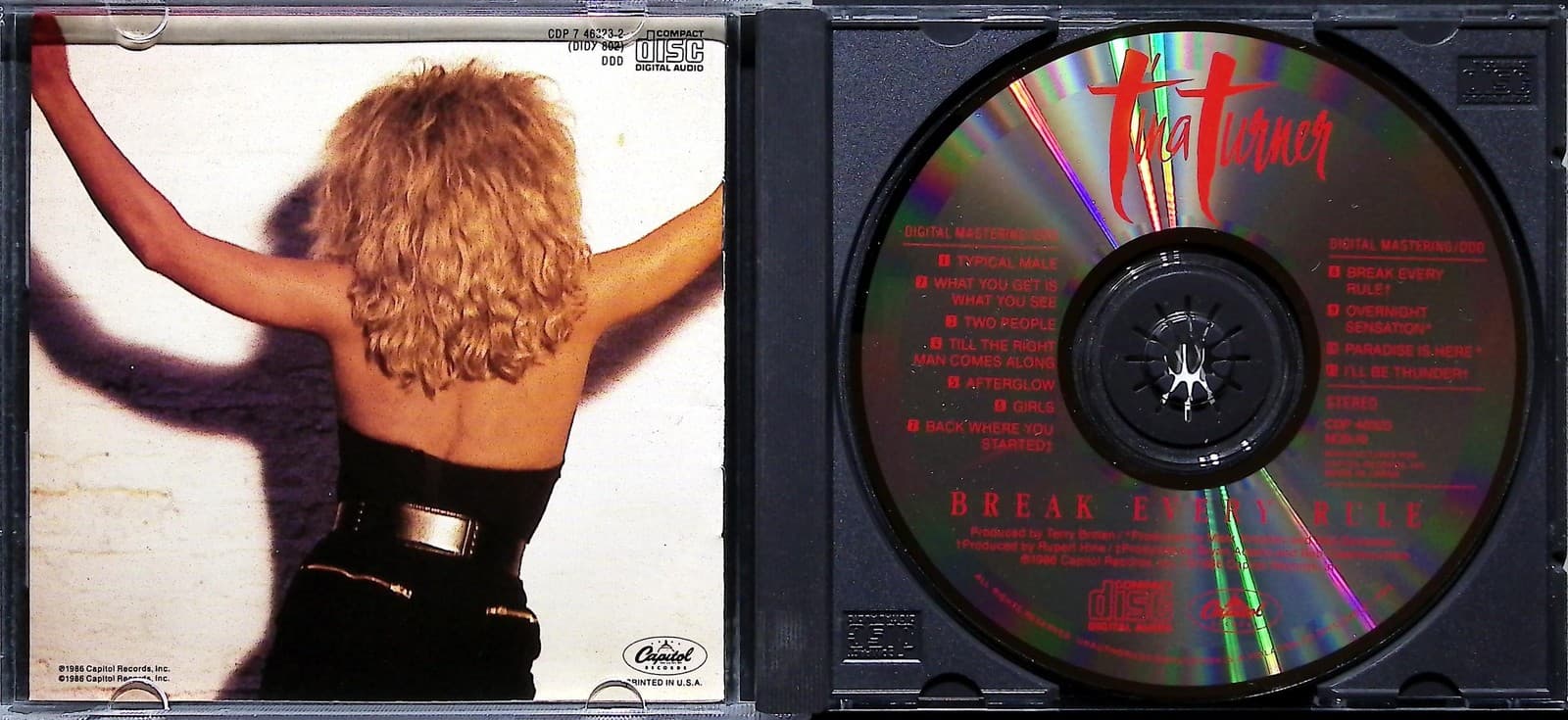 Tina Turner CD Break Every Rule Album Pop Rock Capitol Records 1986 USA DDD - Thumbnail 3