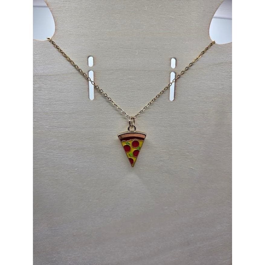 Handmade Necklace Gold Toned Stainless Steel Pizza Slice Pendant 19" - Thumbnail 2