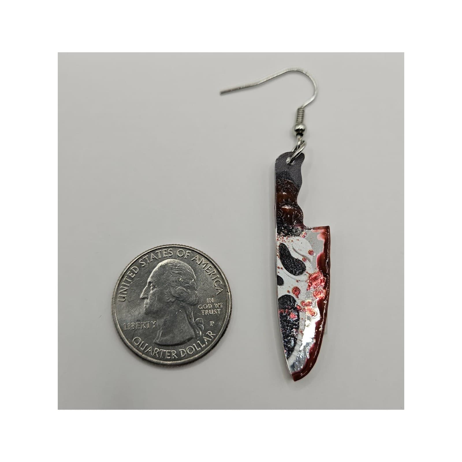 Ghostface Scream Dagger Earrings Handmade Handpainted Blood Horror Spooky - Thumbnail 3