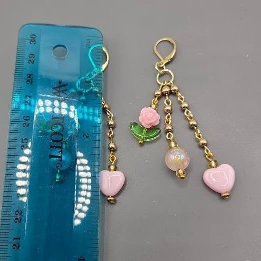 Handmade Dangle Earrings Gold Tone Rose Heart Drop Leverback Stainless Steel - Thumbnail 5