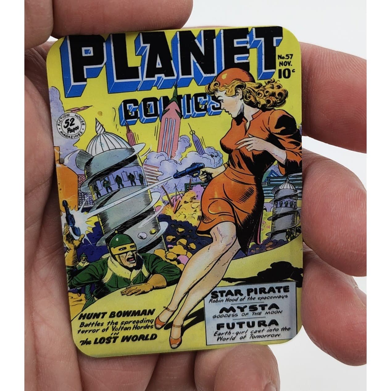 Handmade Magnet Set 4x Sci-Fi Comic Pinup Girl # Strange Worlds Planet Comics - Thumbnail 8