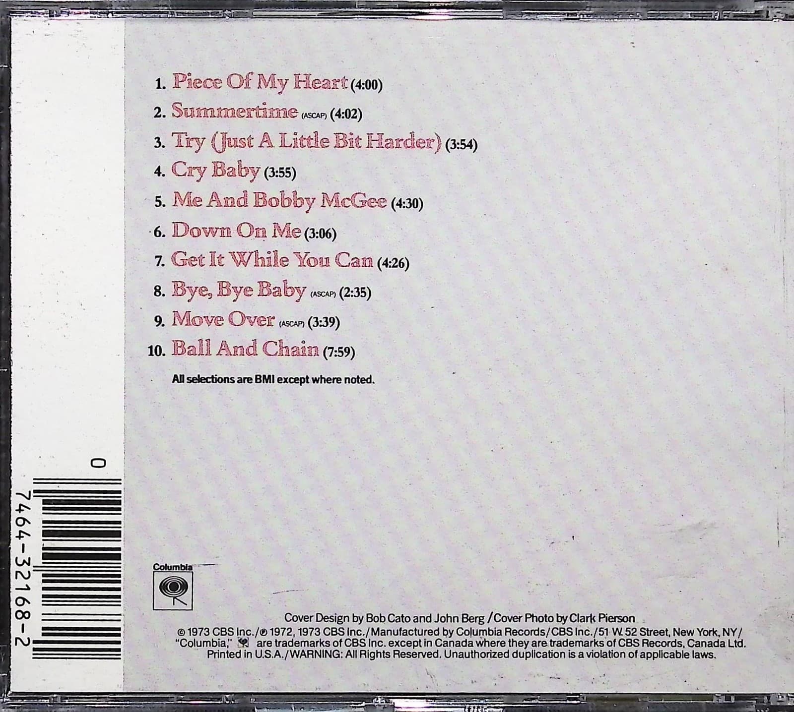 Janis Joplin CD Greatest Hits Psychedelic Rock Columbia CK32168 1973 Made in USA - Thumbnail 2