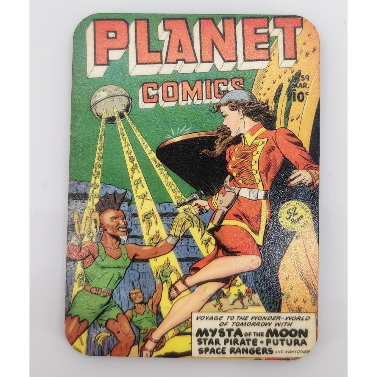 Handmade Magnet Set 4x Sci-Fi Comic Pinup Girl # Strange Worlds Planet Comics - Thumbnail 4