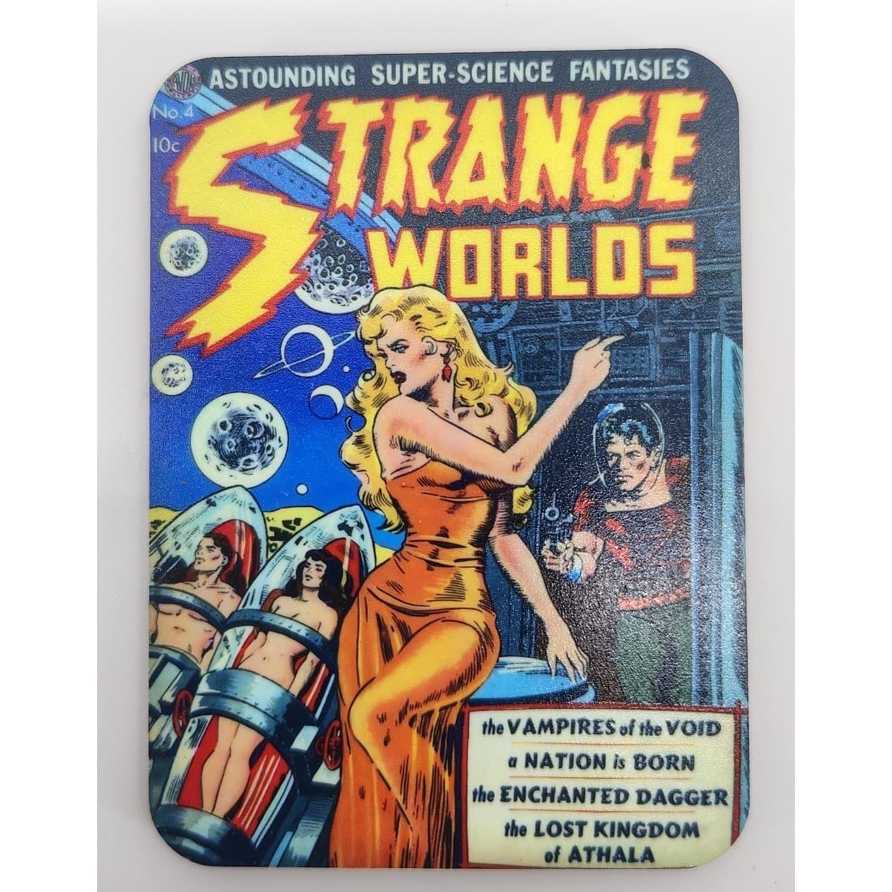 Handmade Magnet Set 4x Sci-Fi Comic Pinup Girl # Strange Worlds Planet Comics - Thumbnail 6