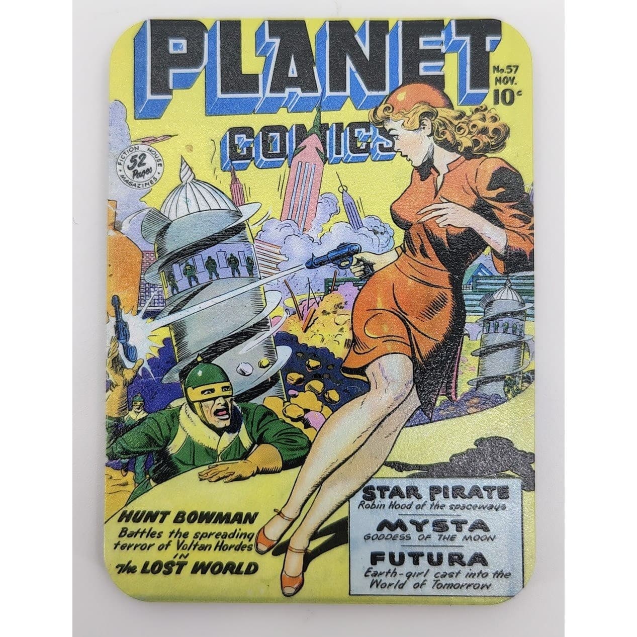 Handmade Magnet Set 4x Sci-Fi Comic Pinup Girl # Strange Worlds Planet Comics - Thumbnail 3