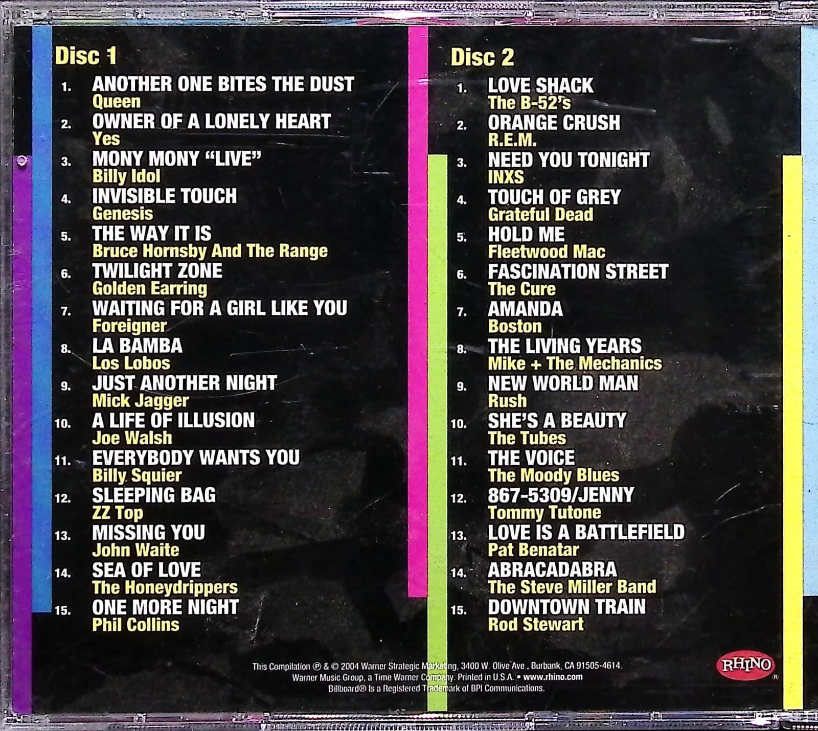 Various Artists 2 CD Billboard #1s: The '80s Pop Rock Compilation 2004 Rhino - Thumbnail 3