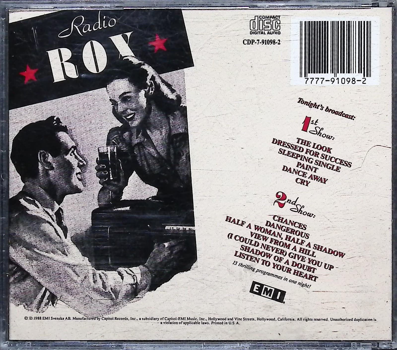 Roxette CD Look Sharp! 1988 Pop Rock New Wave EMI 7777-91098-2 CDP 7 91098 2 - Thumbnail 2