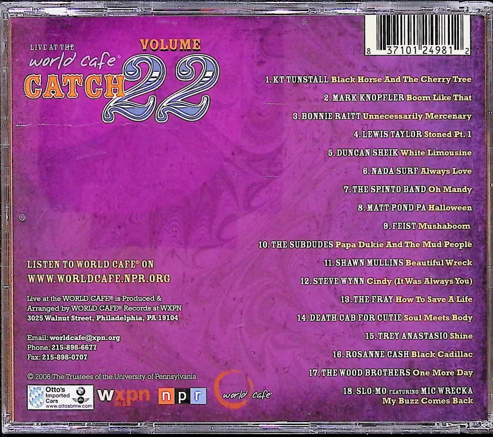 Various Artists CD Live At The World Cafe Vol 22 Catch 22 2006 Album Rock Purple - Thumbnail 4