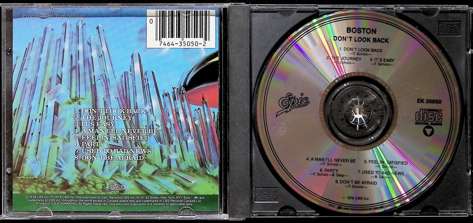 Vintage Boston CD Don't Look Back Album Classic Rock Hard Rock Epic Multicolor - Thumbnail 3