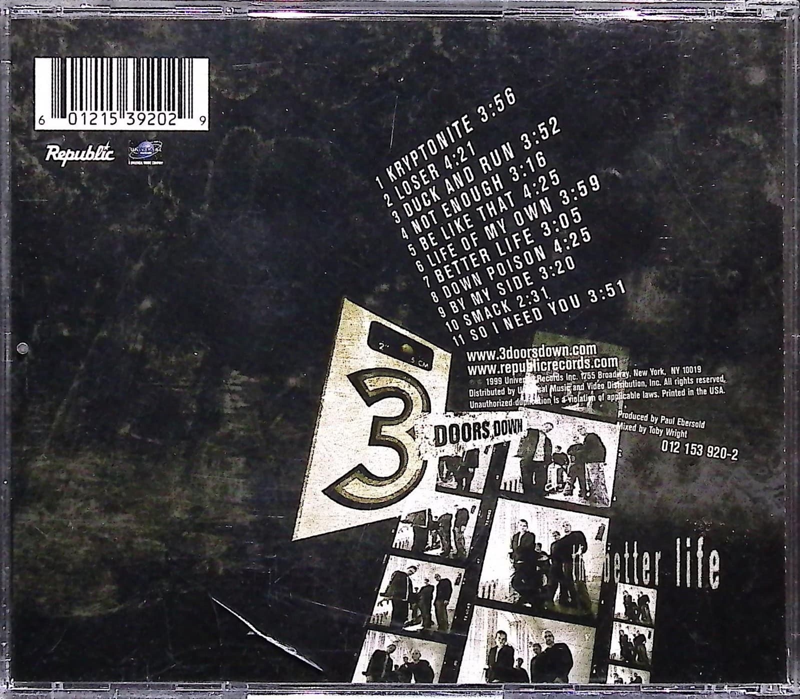 3 Doors Down Music CD The Better Life Album Rock Alternative Post-Grunge 2000 - Thumbnail 2