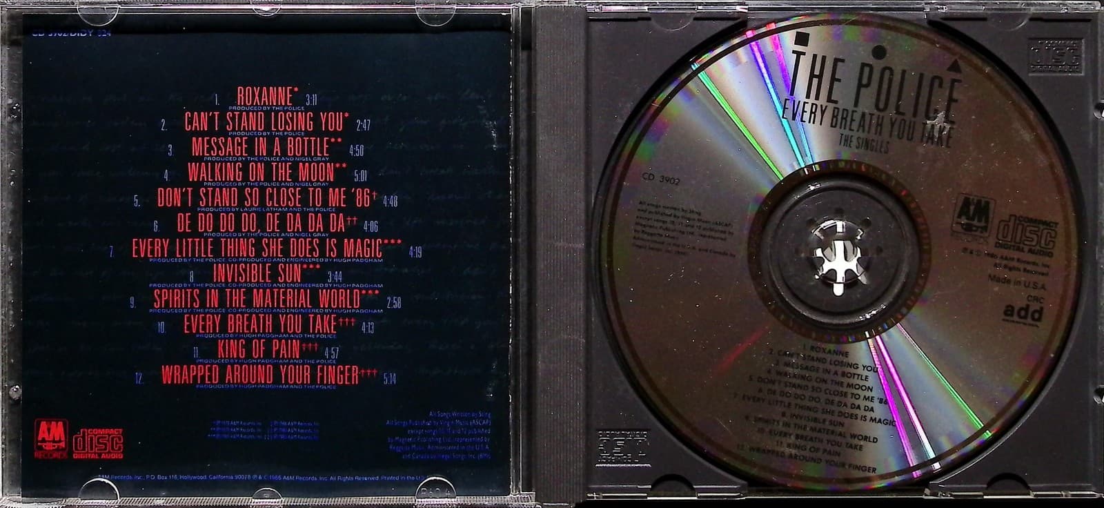 Vintage The Police CD Every Breath You Take The Singles 1986 A&M Compilation - Thumbnail 3