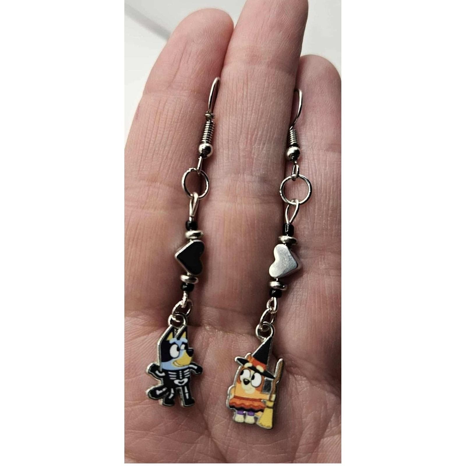 Bluey Bingo Halloween Earrings Costume Skeleton Witch Charm Dangle Drop Handmade - Thumbnail 3