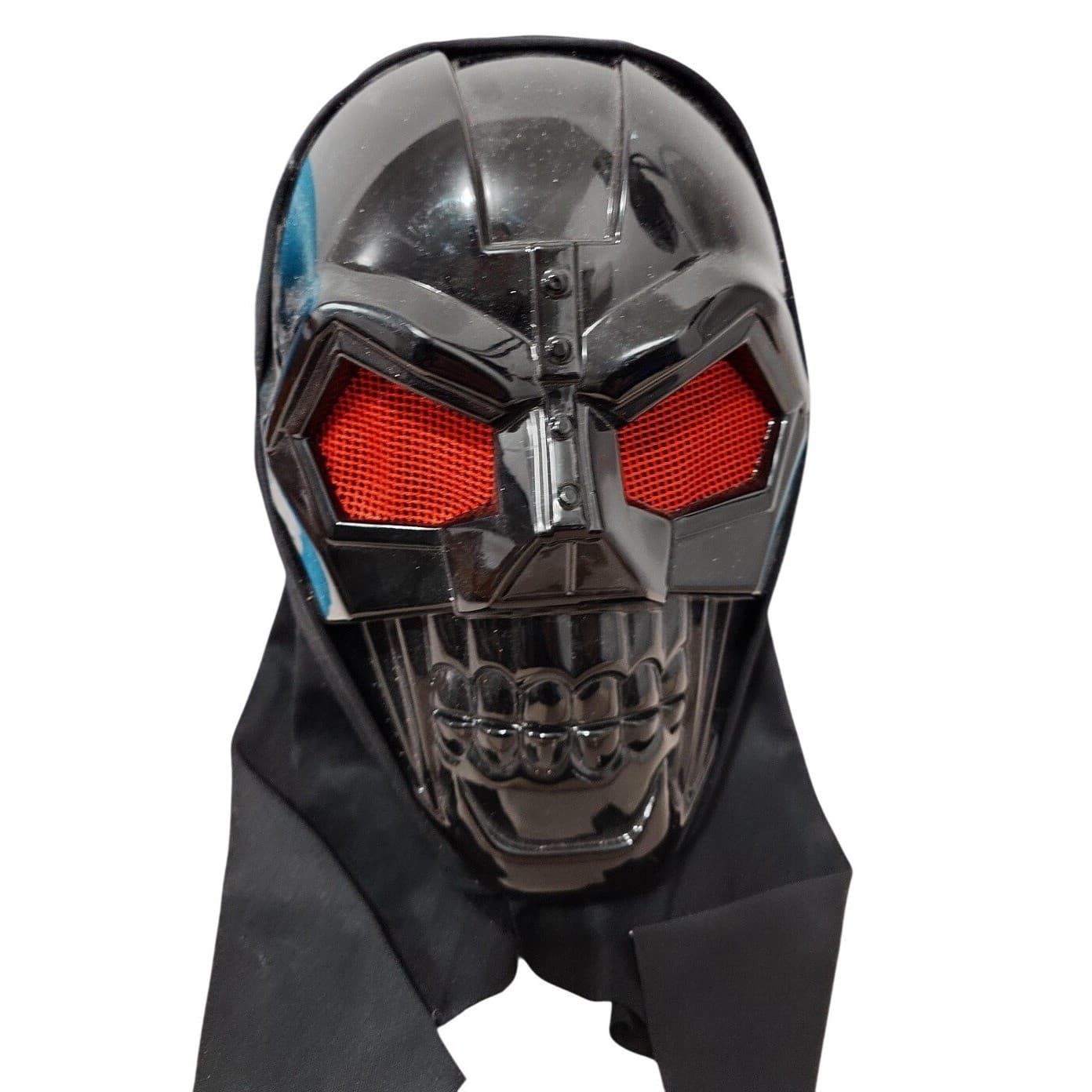 Skull Mask Plastic Hooded Black Red Mesh Eyes Costume One Size Adult Horror - Thumbnail 2