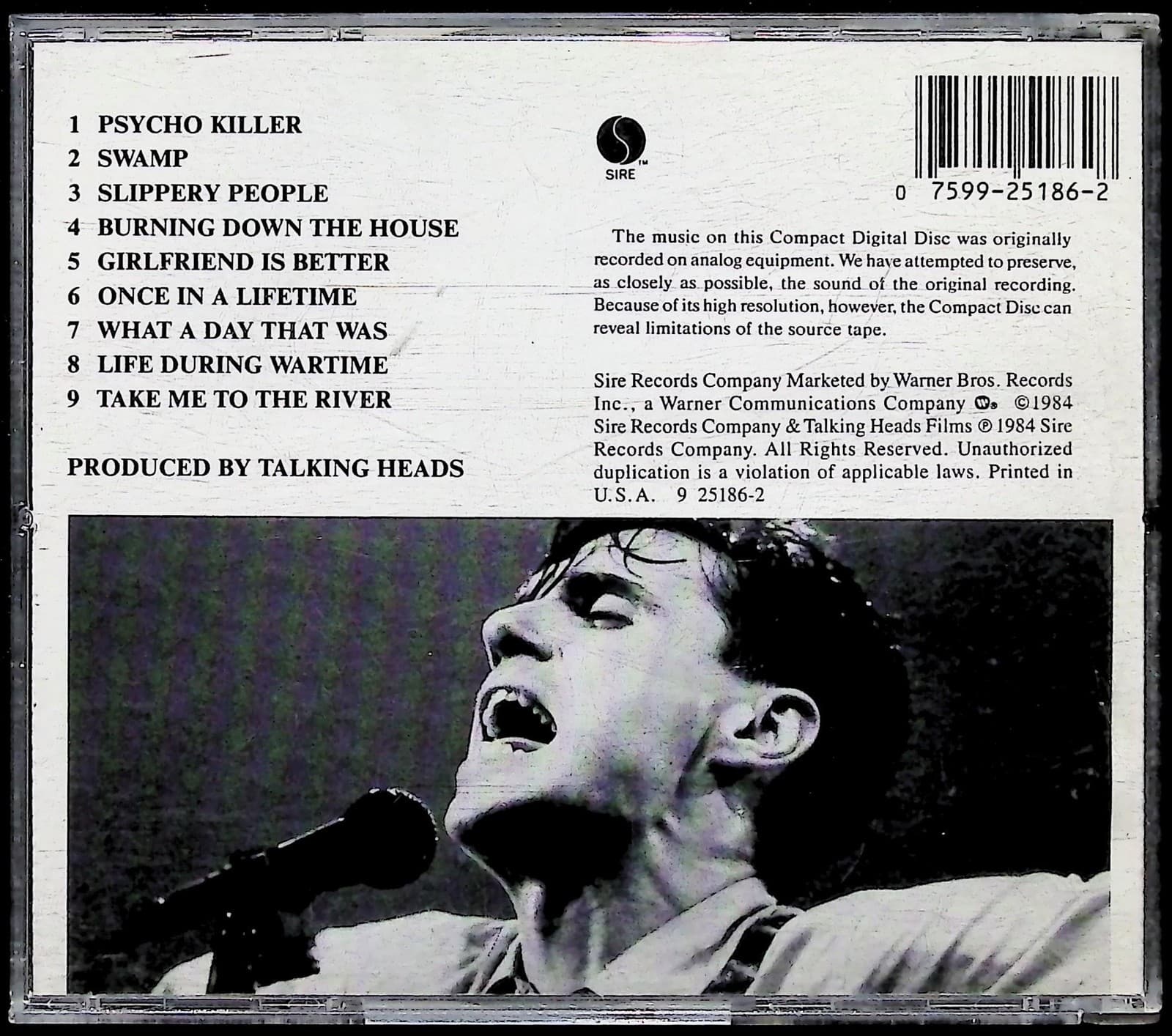 Vintage 1984 Talking Heads CD Stop Making Sense New Wave Album Sire USA Rock - Thumbnail 4