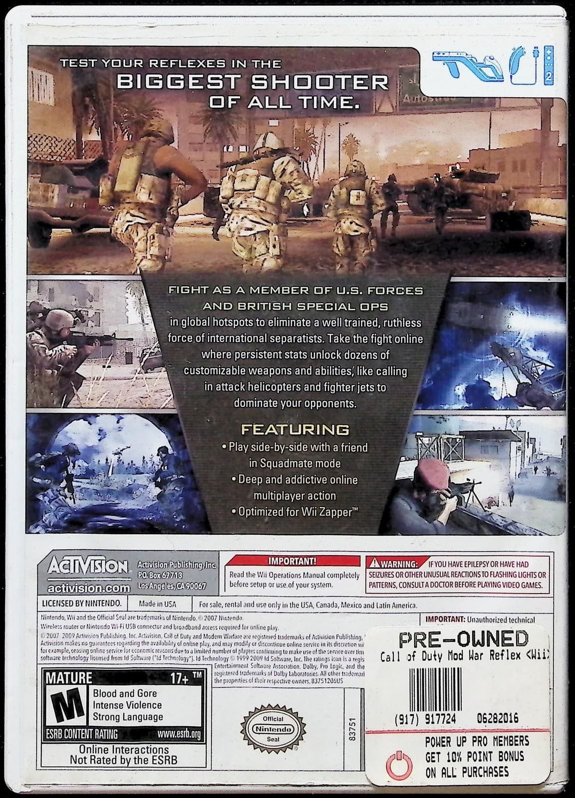 Call Of Duty Modern Warfare Reflex Edition Nintendo Wii M Activision USA FPS - Thumbnail 2