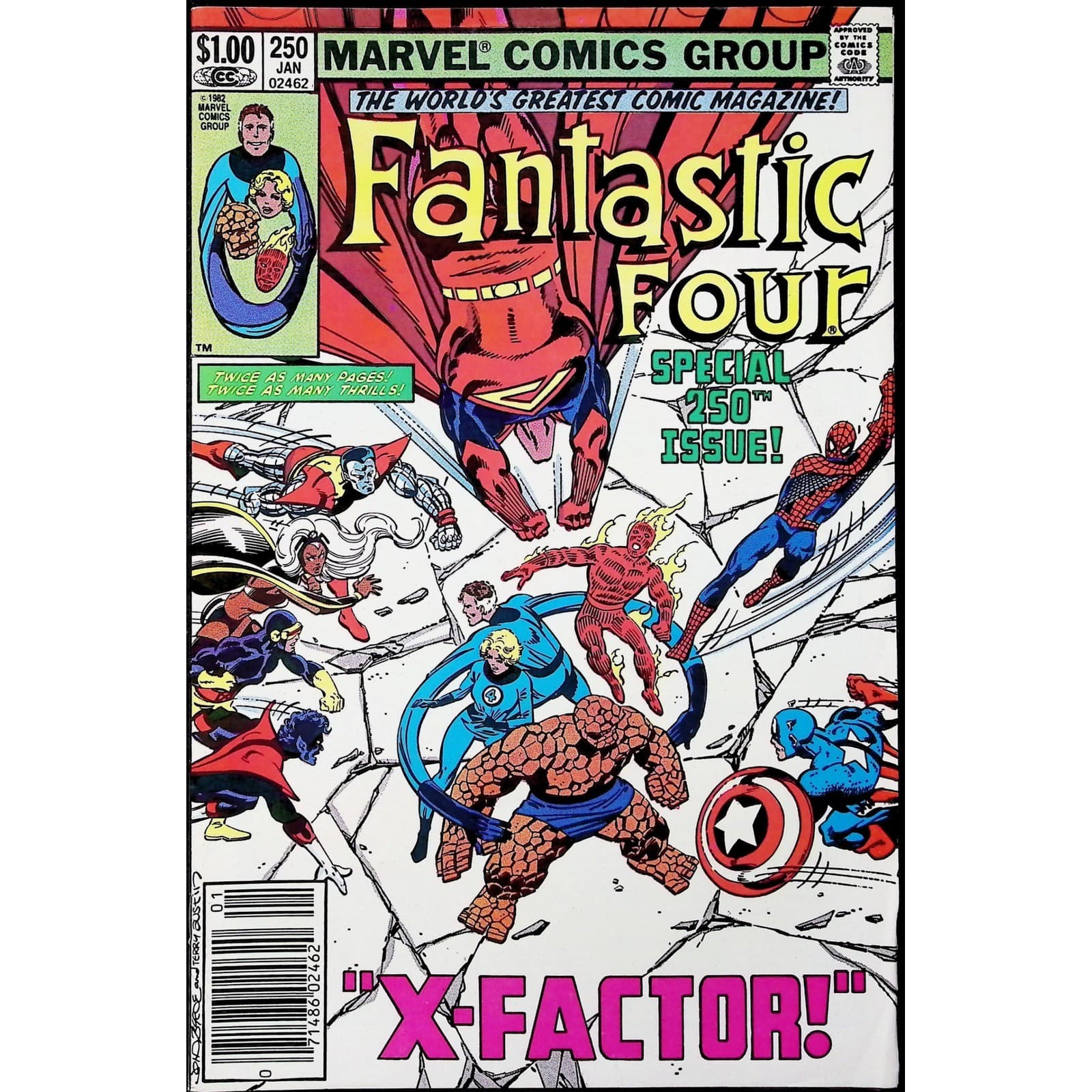 Fantastic Four #250 Newsstand Marvel comic book 1982 X-Factor Special