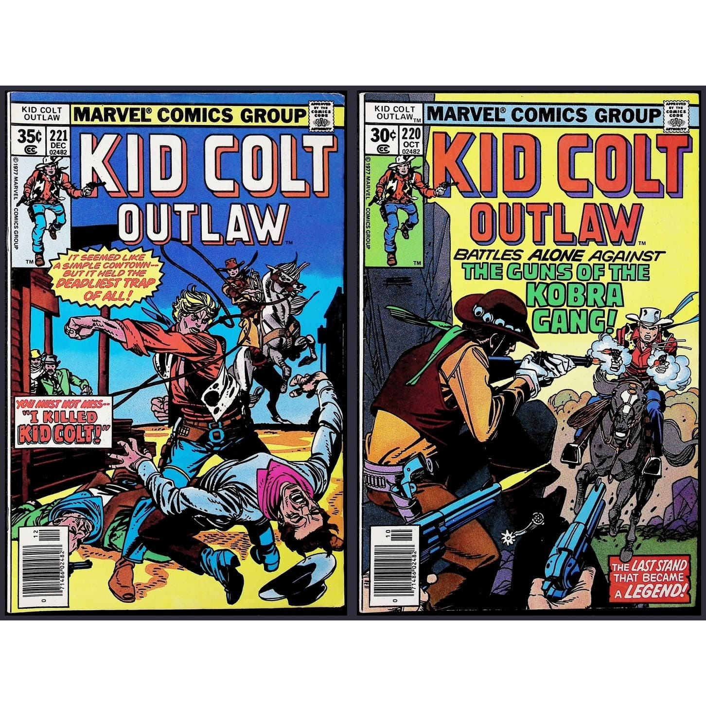 Kid Colt Outlaw 2X Comic Lot #220 221 Newsstand Marvel