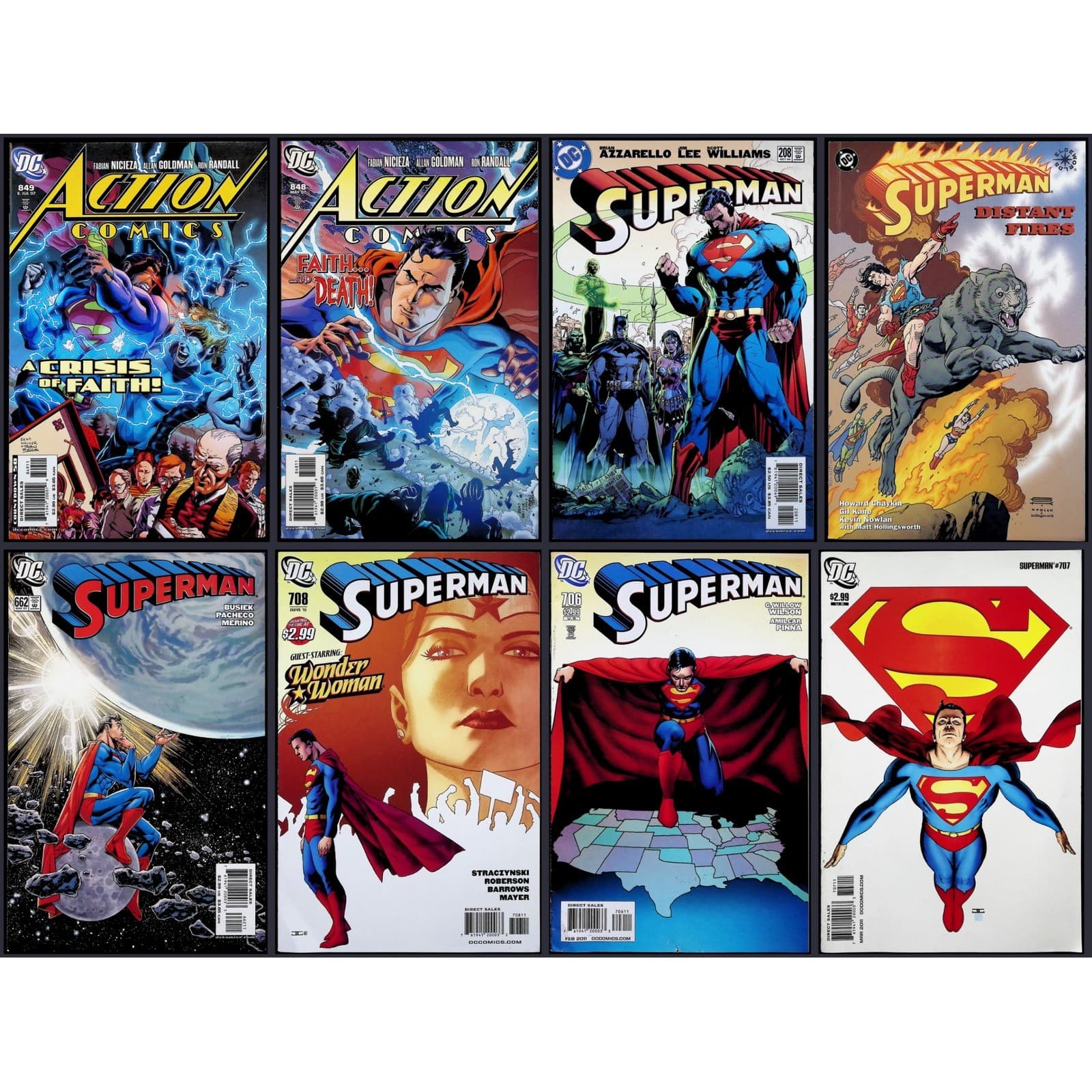 Superman Action Comics 8X Comic Lot #208 662 706 707 708 848 849 DC