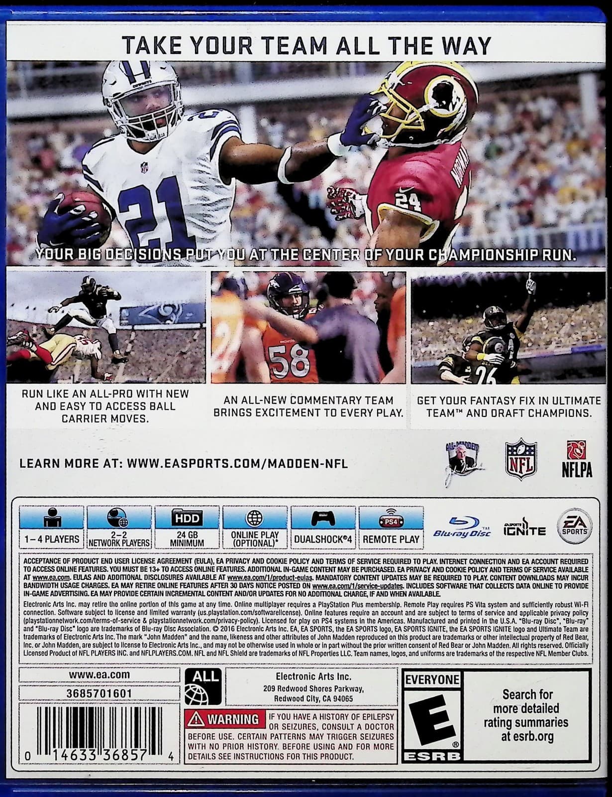 Madden NFL 17 Sony PlayStation 4 PS4 Video Game CIB E EA Sports 2016 Football - Thumbnail 2