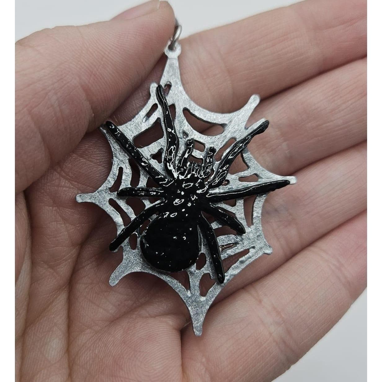 Handmade Spider Web Drop Dangle Earrings Halloween Gothic Punk Jewelry Spooky - Thumbnail 4
