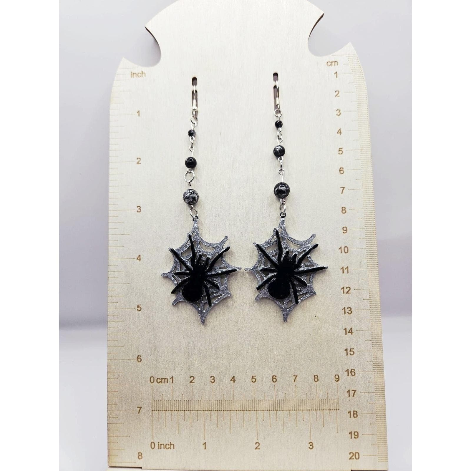 Handmade Spider Web Drop Dangle Earrings Halloween Gothic Punk Jewelry Spooky - Thumbnail 2