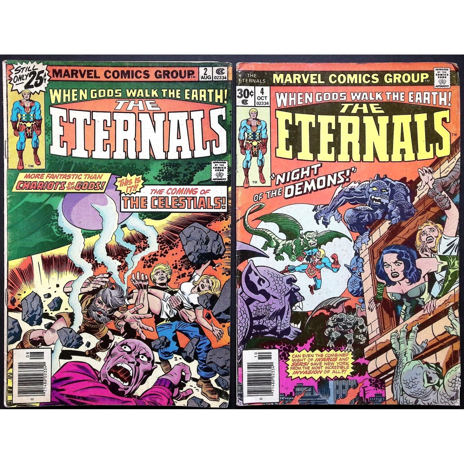 The Eternals Comic Book Lot #2 #4 Newsstand 1st Celestials Jack Kirby VG- - Thumbnail 2